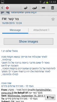 בקשה להקמת סוכה בגינת המשושים בתאריך 30.9 